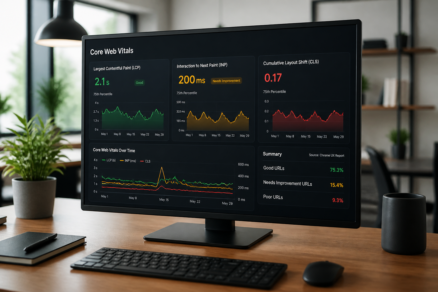 בדיקת מדדי Core Web Vitals באתר וורדפרס